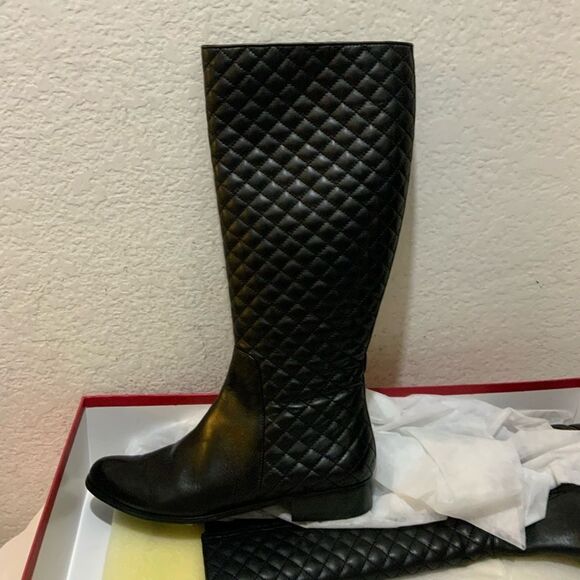 $295 Vaneli "radio Riding" Black Flat Quilted Leather Boot 9 S - Picture 4 of 12